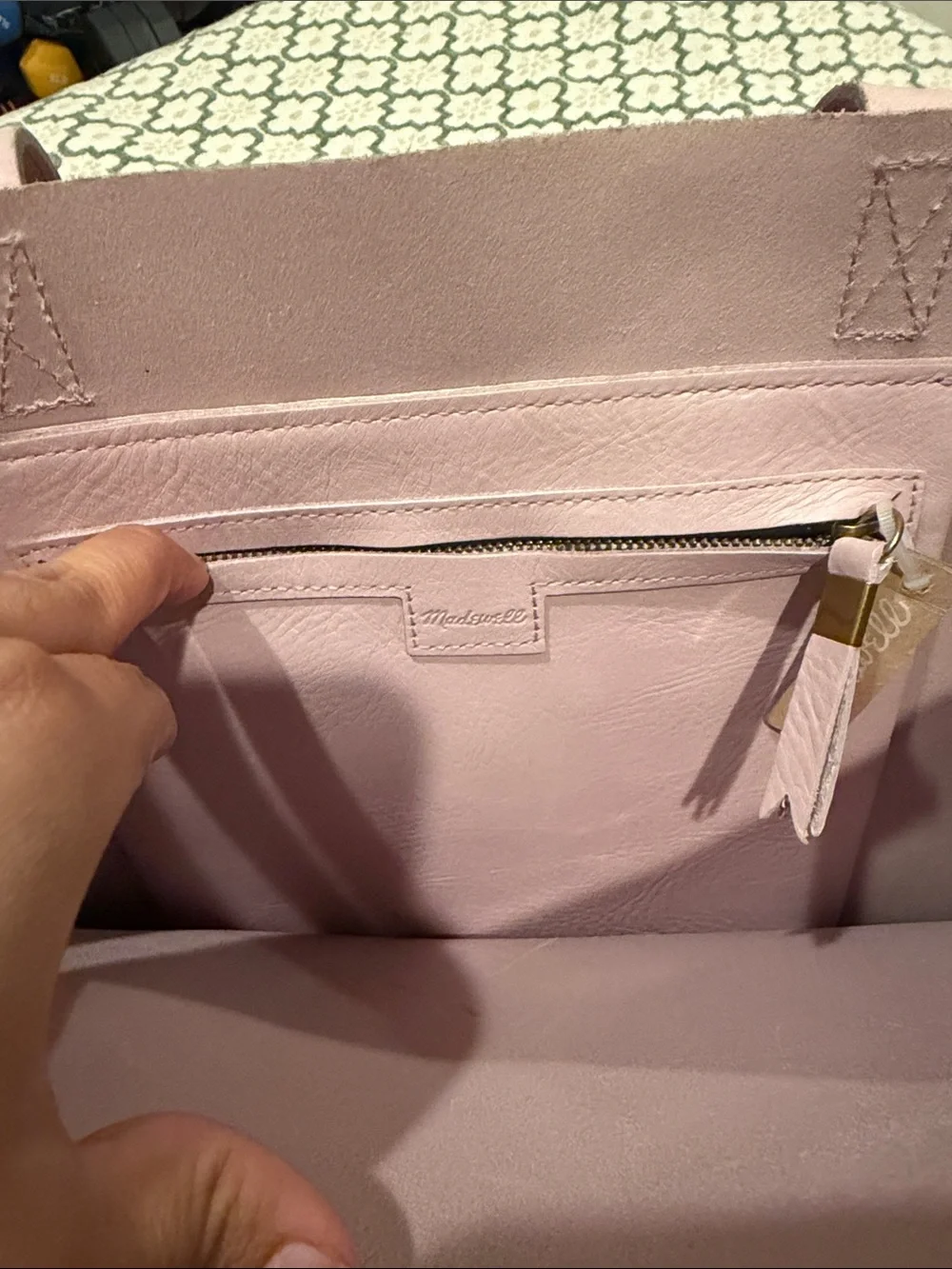 Madewell Leather Tote Bag in Dusty Rose